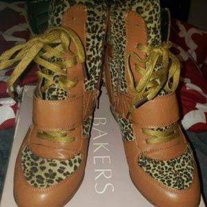 Bakers Animal Print Wedge Sneakers. US woman shoe size 10